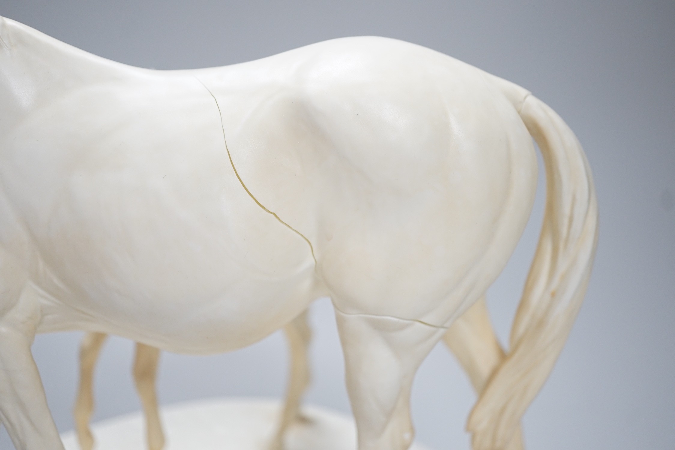 A Royal Worcester group ‘’Princess Grace and Foal’’, modelled by Doris Lindner (cracked). 22.5cm high